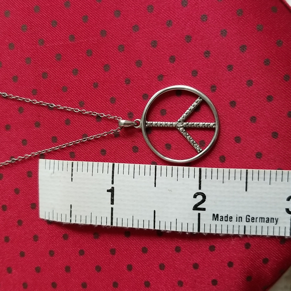 Sterling Silver & Diamond Peace Necklace - Picture 9 of 9